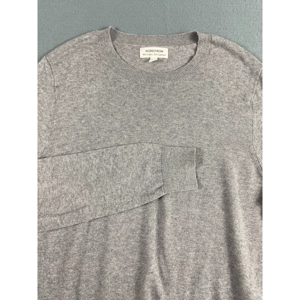Nordstrom Cotton Cashmere Knit Sweater Men Sz L Grey Soft Lightweight